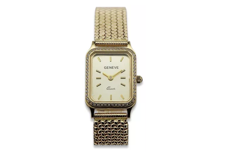 копія італійського золотого годинника Geneve Lw055y&lbw004y з жіночим браслетом 14k