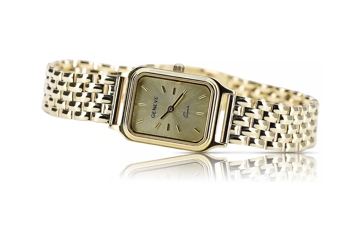 Копія Golden Women's Watch за допомогою браслета 14K Geneve LW023Y & LBW008Y