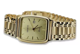 Złoty zegarek męski 14K Geneve, japoński kwarc, 36,8mm | Zlotychlopak.pl