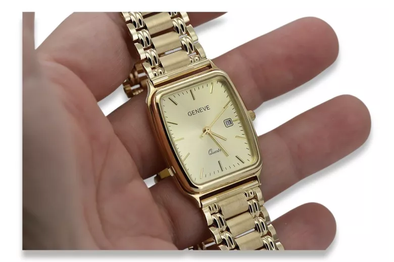 Montre Homme Or 14K, Rectangulaire, Quartz, Italienne