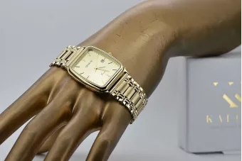 Złoty zegarek męski 14K Geneve, japoński kwarc, 36,8mm | Zlotychlopak.pl
