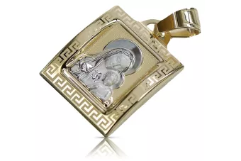 Amarillo italiano 14k 585 oro Mary medallion icon colgante pm001yw