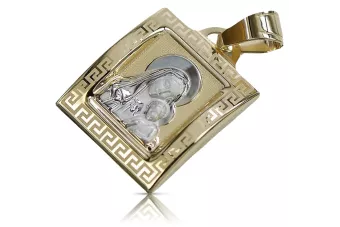 Италиански жълт 14k 585 златен Mary медальон икона висулка pm001yw