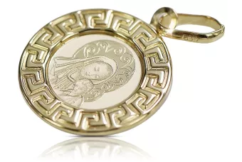 Amarillo italiano14k oro Mary medallion icon colgante pm007y