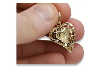 Auksinis medalionas, širdies ikona, 14k 585 Dievo pakabalas