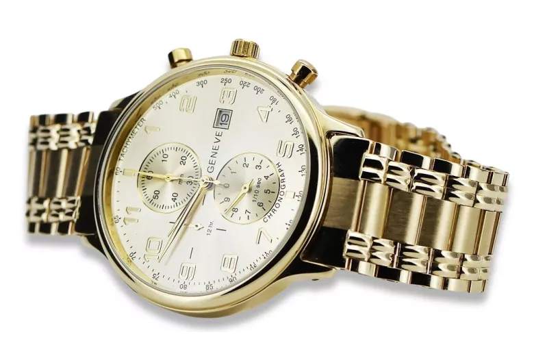 копія годинника із золота 14 карат 585 проби з браслетом Geneve mw005ydg&mbw006y