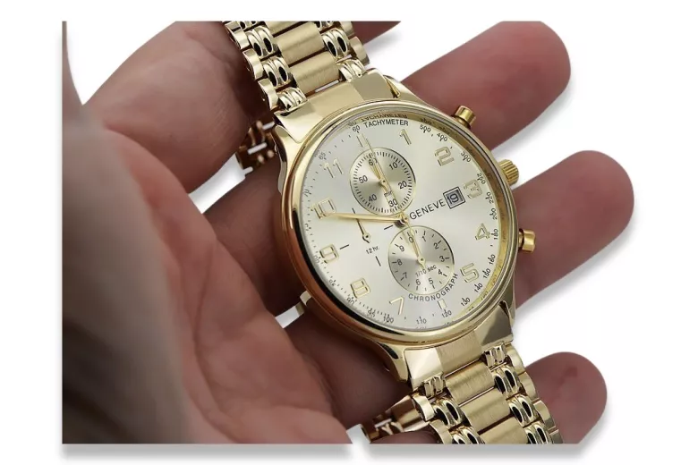 Złoty zegarek 14k 585 z bransoletą męski Geneve mw005ydg&mbw006yo