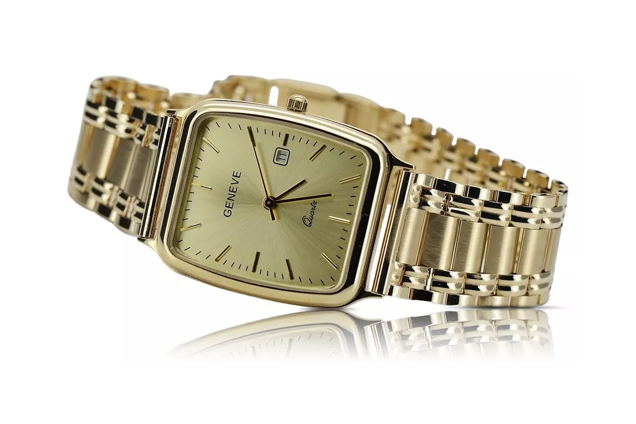 Reloj de oro para hombre Geneve ★ zlotychlopak.pl ★ Pureza de oro 585 333 Precio bajo!