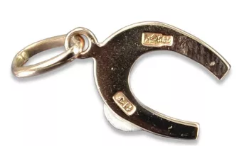 Vintage rose pink 14k 585 gold  Vintage horseshoe pendant vpn006