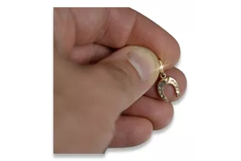 Vintage rose pink 14k 585 gold  Vintage horseshoe pendant vpn006