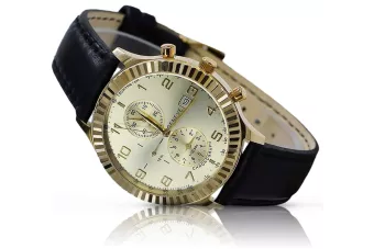 Galben italian 14k 585 de aur bărbați Geneve ceas mw007y