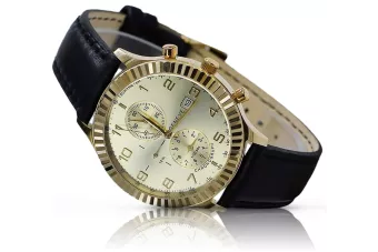 Италиански жълт 14k 585 злато мъжки Geneve часовник mw007y