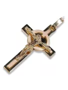 Złoty krzyż Katolicki 14k 585 zawieszka krzyżyk z Jezusem z czerwonego różowego złoto ctc096r