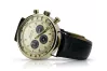 Złoty elegancki zegarek na pasku męski 14k 585 Geneve mw012y-gb
