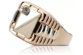 Russian rose Soviet pink gold signet man's ring