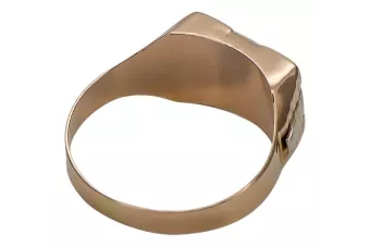 Ruso rosa rosa 14k 585 oro Hombres Onyx signet csc005rw