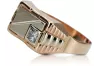 Vintage rose pink 14k 585 gold Men's zircon signet csc009rw