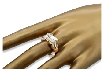 Руска роза розова 14k 585 злато Мъжки печат csc009rw