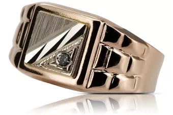 Vintage rose pink 14k 585 gold Men's signet csc017r