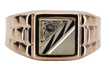 Vintage rose pink 14k 585 gold Men's signet csc017r
