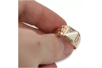 Vintage rose pink 14k 585 gold Men's signet csc017r