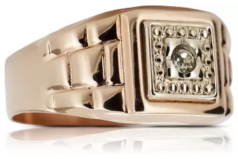 Ruso rosa rosa 14k oro 585 Anillo de sello para hombre csc018r