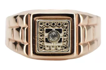 pink rose 14k gold 585 Men's signet ring csc018r
