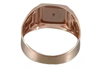 Руска розова роза 14k злато 585 Мъжки пръстен с печат csc018r