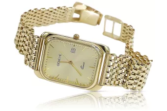 Amarillo reloj de oro de 14k hombres con pulsera Geneve mw001ydemw004y