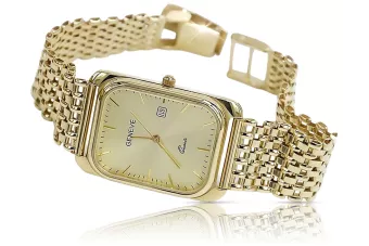 Жълт 14k златен мъжки часовник с гривна Geneve mw001y&mbw004y
