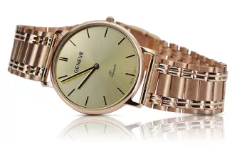 Muž červené zlaté hodinky 14k 585 Ženeve MW004R & MBW009