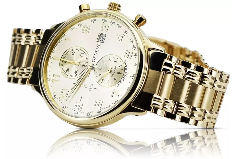 Złoty zegarek 14k 585 z bransoletą męski Geneve mw005ydg&mbw006yo