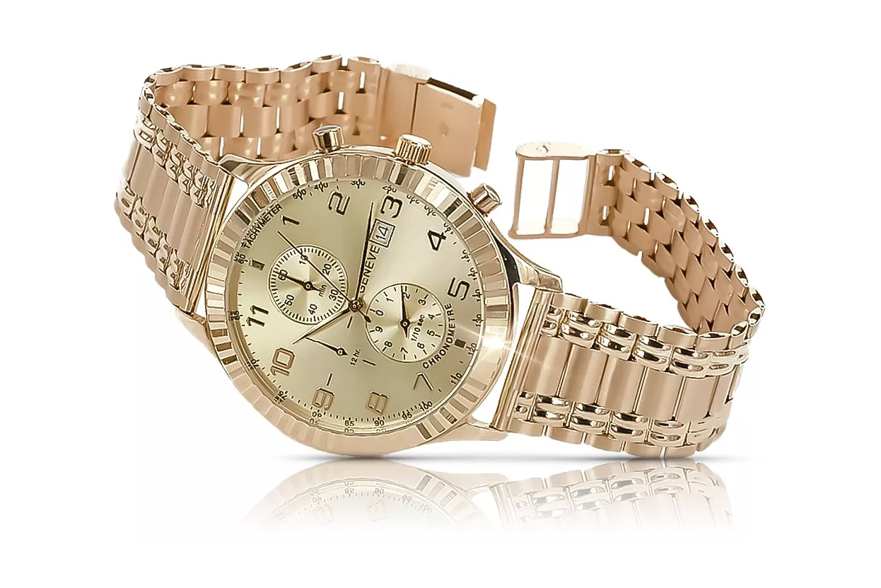 Reloj de oro para hombre Geneve ★ zlotychlopak.pl ★ Pureza de oro 585 333 Precio bajo!