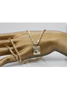Mother of God medallion & Corda Figaro 14k gold chain pm001y&cc004y45