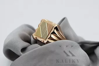 Чоловіча каблучка з печаткою російська рожева троянда із золота 585 проби csn006r