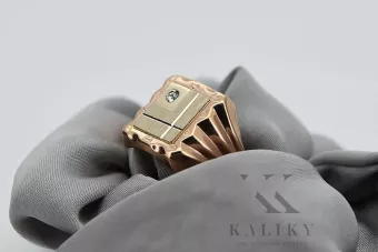 Rusijos rožinis sovietinis auksinis Signet žiedas