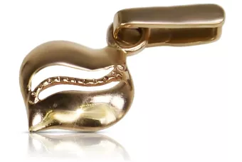 Rosa rusa rosa soviético 14k 585 oro URSS Colgante de hoja vintage vpn005