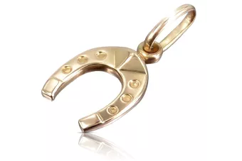 Vintage rose pink 14k 585 gold  Vintage horseshoe pendant vpn006