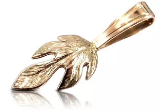 Rosa rusa rosa soviético 14k 585 oro URSS Colgante de hoja vintage vpn018