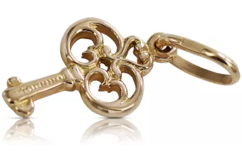 Rose rose russe soviétique 14k 585 or URSS Pendentif clé vintage vpn019