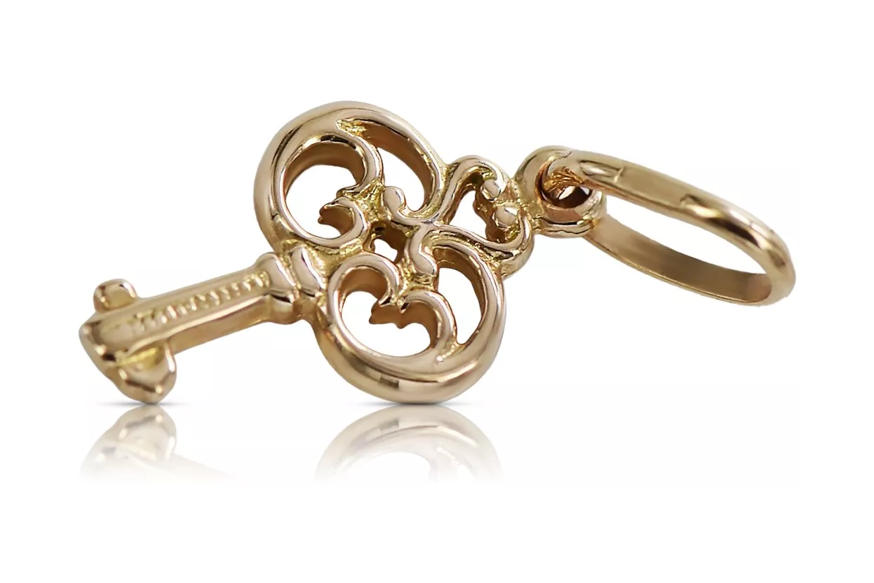 Vintage rose pink 14k 585 gold  Vintage key pendant vpn019