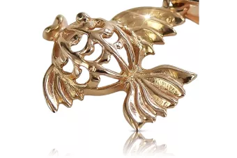 Rosa rusa rosa soviético 14k 585 oro URSS Colgante de pescado vintage vpn021