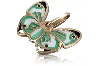 Vintage rose pink 14k 585 gold  Vintage butterfly pendant vpn022