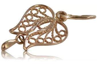 Русская роза розовая Советская 14к 585 золото СССР Винтажный лист кулон vpn025