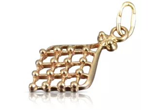 Russische Rose Rosa Sowjet 14k 585 Gold UdSSR Quadrat Vintage Anhänger vpn029