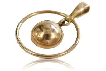 Руска роза розова съветска 14k 585 злато СССР реколта кръг висулка vpn031