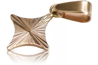 Руска роза розова съветска 14k 585 злато СССР квадрат Реколта висулка vpn035