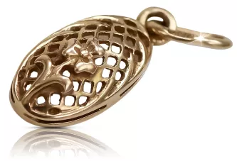 Rosa rusa rosa soviético 14k 585 oro URSS Colgante de flores vintage vpn036