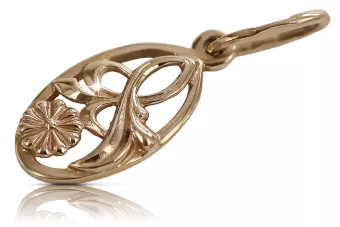 Rosa rusa rosa soviético 14k 585 oro URSS Colgante de hoja vintage vpn038