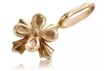 Vintage rose pink 14k 585 gold  Vintage flower pendant vpn043